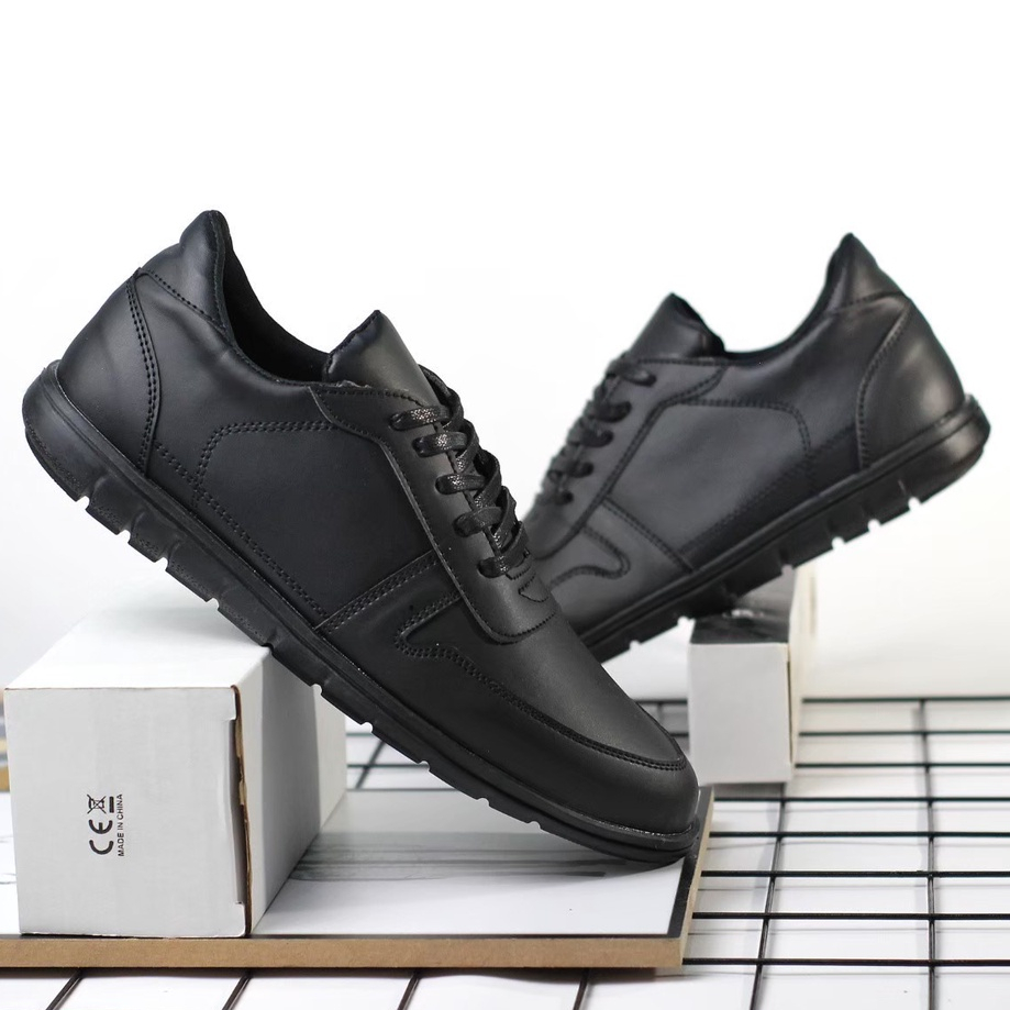 MUGEN BLACK - Sepatu Formal Pria Casual Pantopel Kulit Pantofel Hitam Tali Kerja Kantor Oxford Original