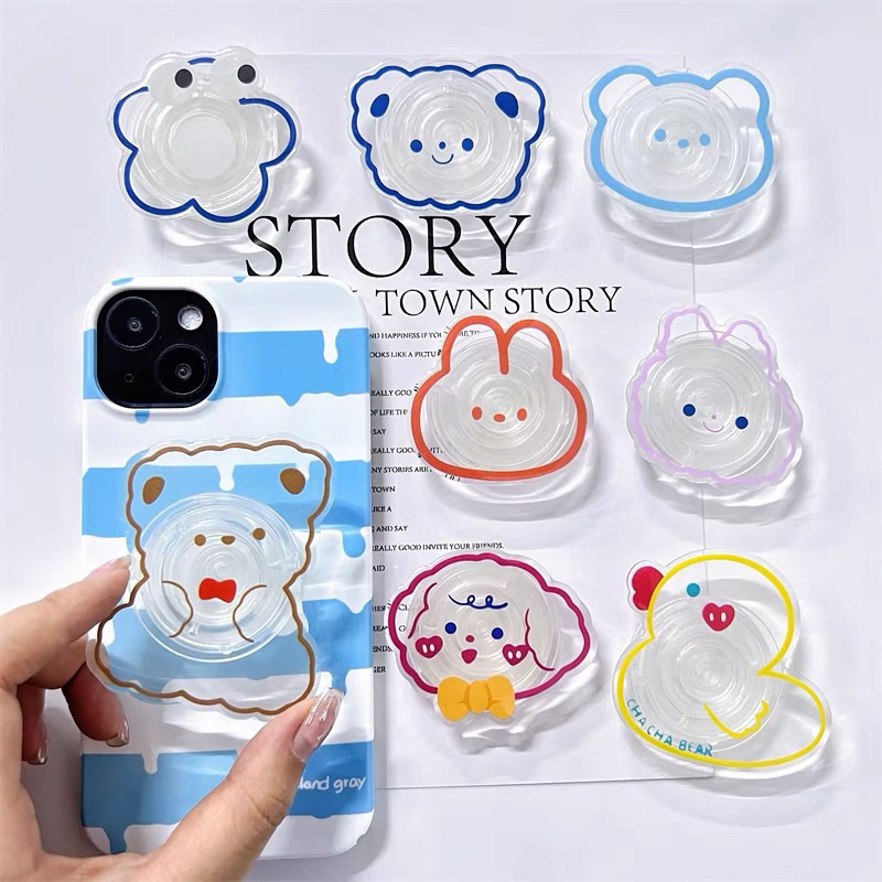 Popsocket Hp Bahan Akrilik Dengan Glitter / Dudukan Ponsel Lucu Pop Socket HP Aesthetic Handphone Bear