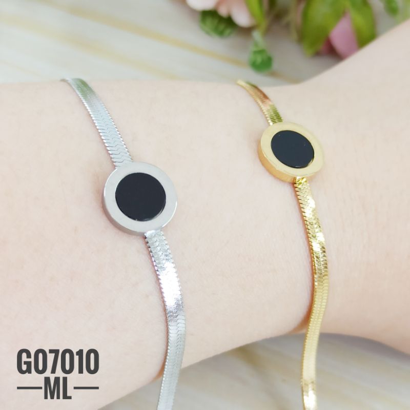 Gelang titanium rantai pipih Romawi G07010