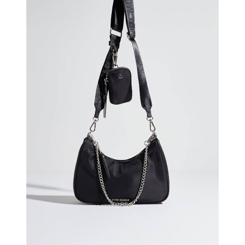 Ready Jastip Jasa Titip Beli SVM BVice Nylon Pochette Black Chain Shoulder Strap Waist Bag With Pouc