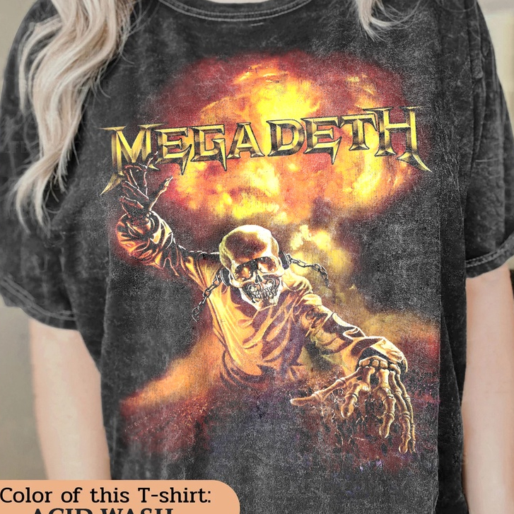 Kaos Megadeth | Oversized T-Shirt Vintage Wash Megadeth Toxic