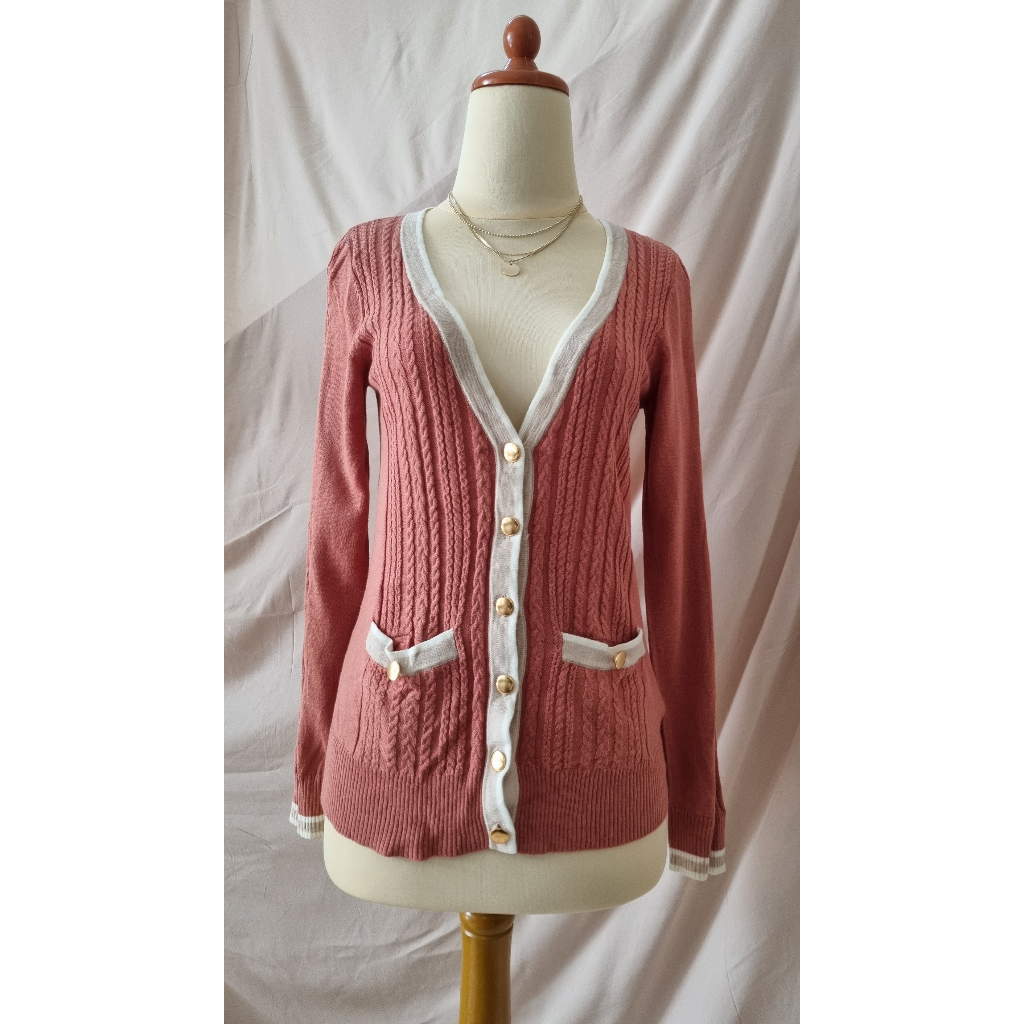 CARDIGAN KNIT RAJUT MOTIF KEPANG BRAID