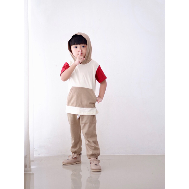 Snoopy Colorblock Hoodie Pocket | Setelan Anak Unisex 1-10 tahun