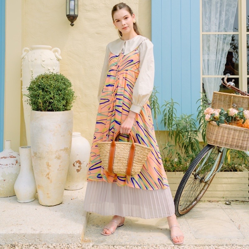 Auristela Peach Lines Set Dress HijabChic