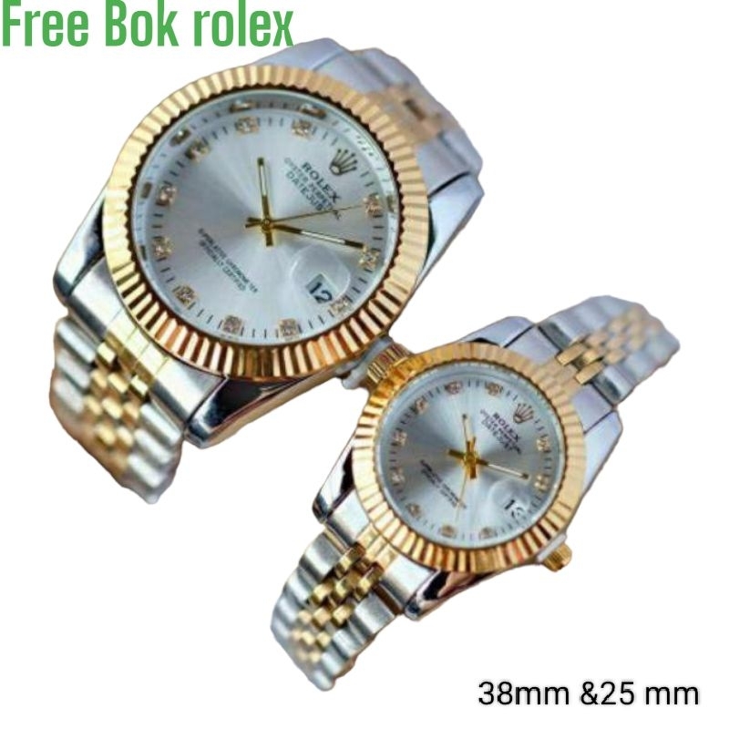 LEBIH KEREN COD!! Jam Tangan Couple Terlaris / Jam Tangan Rolex Stainless Steel Free bok rolex TERMURAH