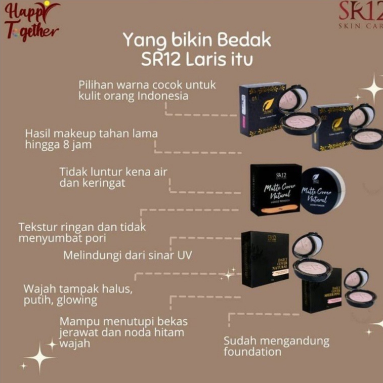 Exclusive Compact Powder SR12 / Bedak Padat Foundation SPF 25 Anti Air Dan Tahan Lama 14 GR