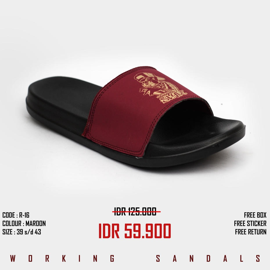 Sandal Slop Pria Working R-16 Ukuran 39 Sampai 43 Slip On Original