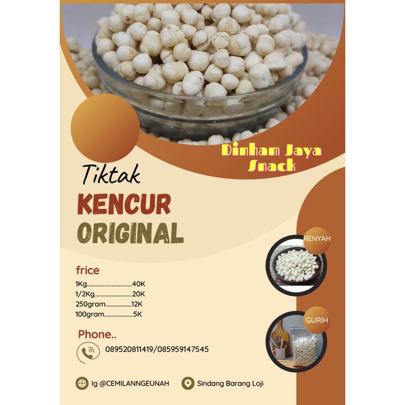 

DINHAM JAYA SNACK, TIKTAK KENCUR 1/2kg (500gr)