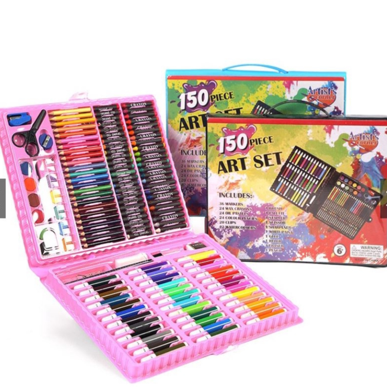 Stationary Set isi 150 pcs / Alat Warna Crayon Set / Alat Tulis &amp; Lukis Melukis Anak Set / Pensil Warna Cat Air