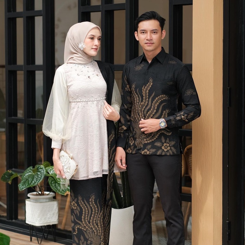 Nadine Kebaya Couple Modern Wisuda Tunangan Lamaran Kondangan Set Couple Pasangan Batik Brukat Terbaru