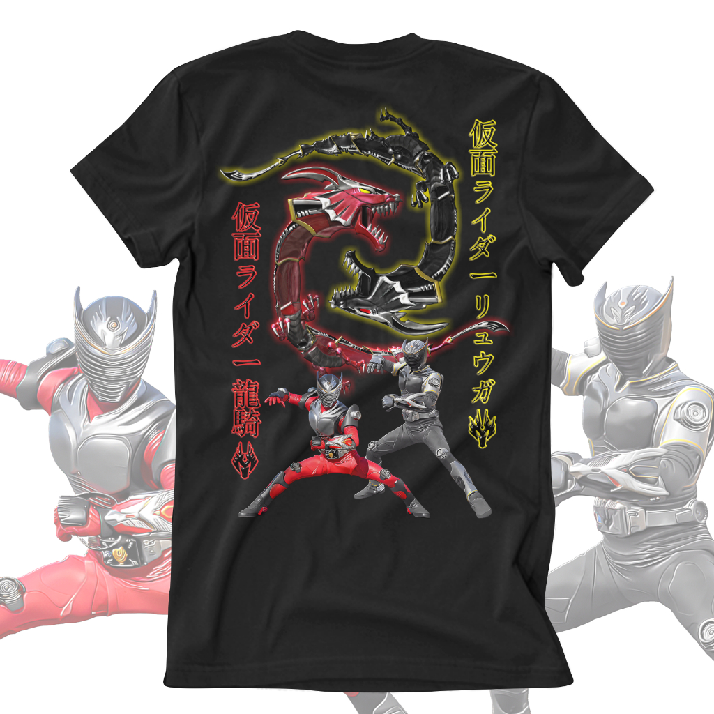 TSHIRT KAMEN RIDER RYUKI SERIES RYUKI (DRAGREDER) vs RYUGA (DRAGBLACKER) FINAL VENT EDITION