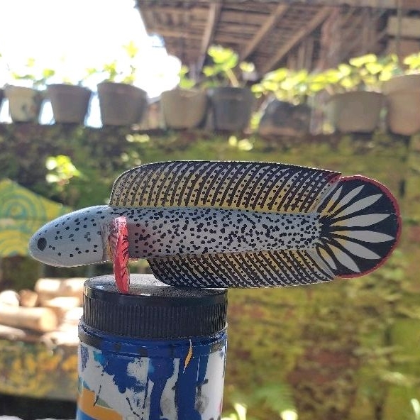 Patung Kayu bentuk Ikan Chana Barca uk 17cm