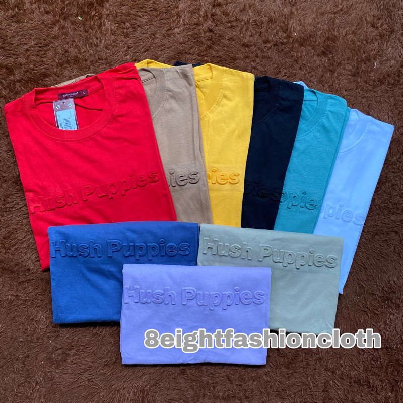 KAOS HUSH PUPPIES LENGAN PENDEK BRANDED PRIA WANITA/KAOS HUSHPUPPIES EMBOS POLOS UNISEX CEWEK COWOK/
