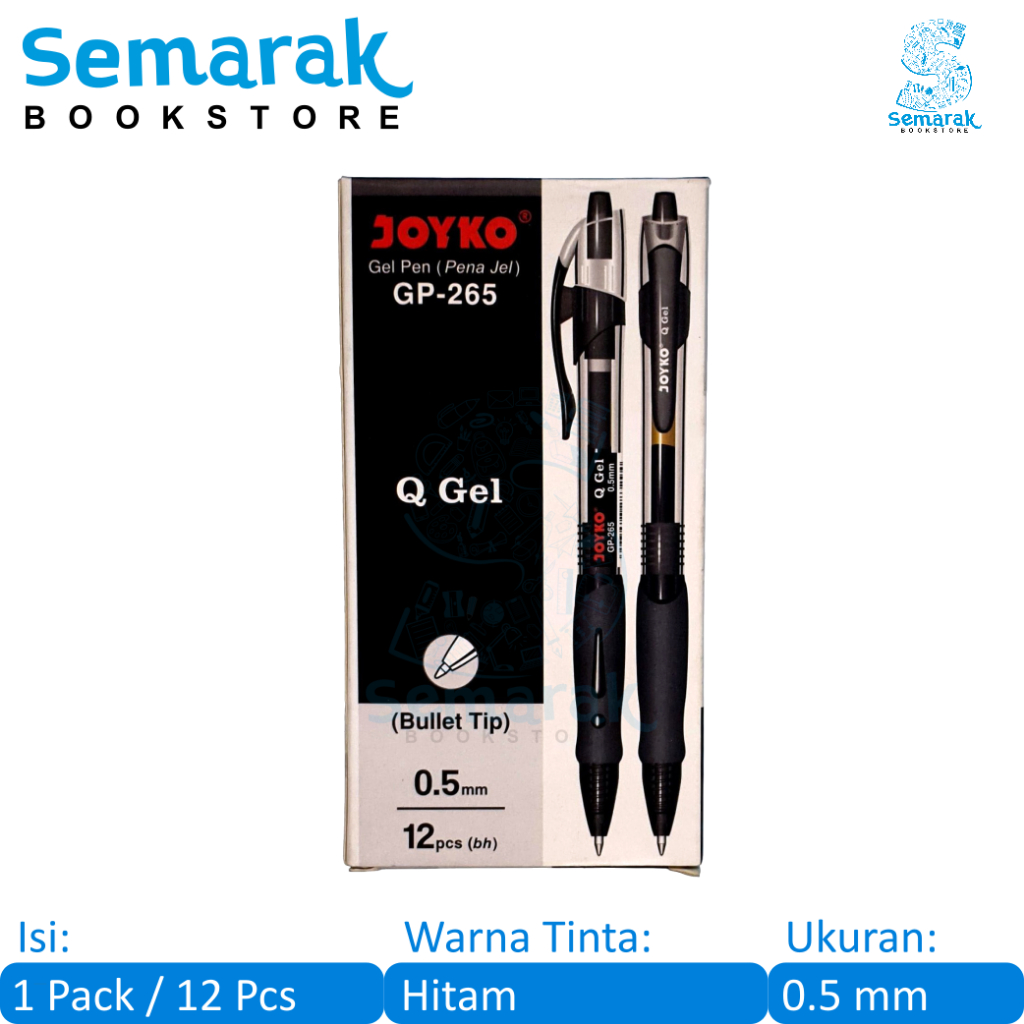 

Joyko Q Gel GP-265 Pulpen Jel 0.5 - Hitam [1 Pack / 12 Pcs]