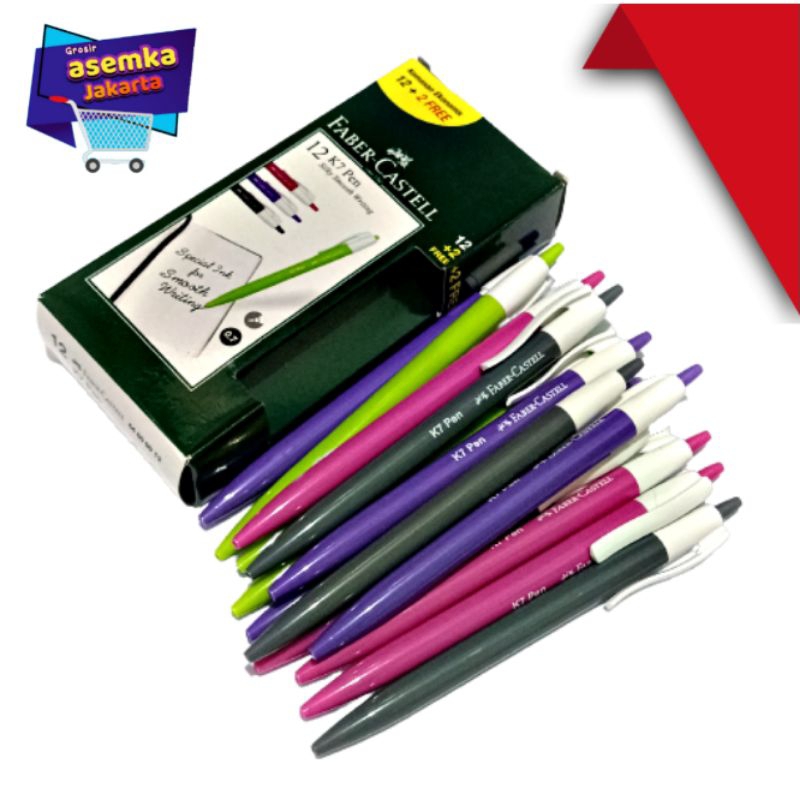 Bolpen Pulpen Faber castell K7/P7  0,7mm isi 12+2 14pcs