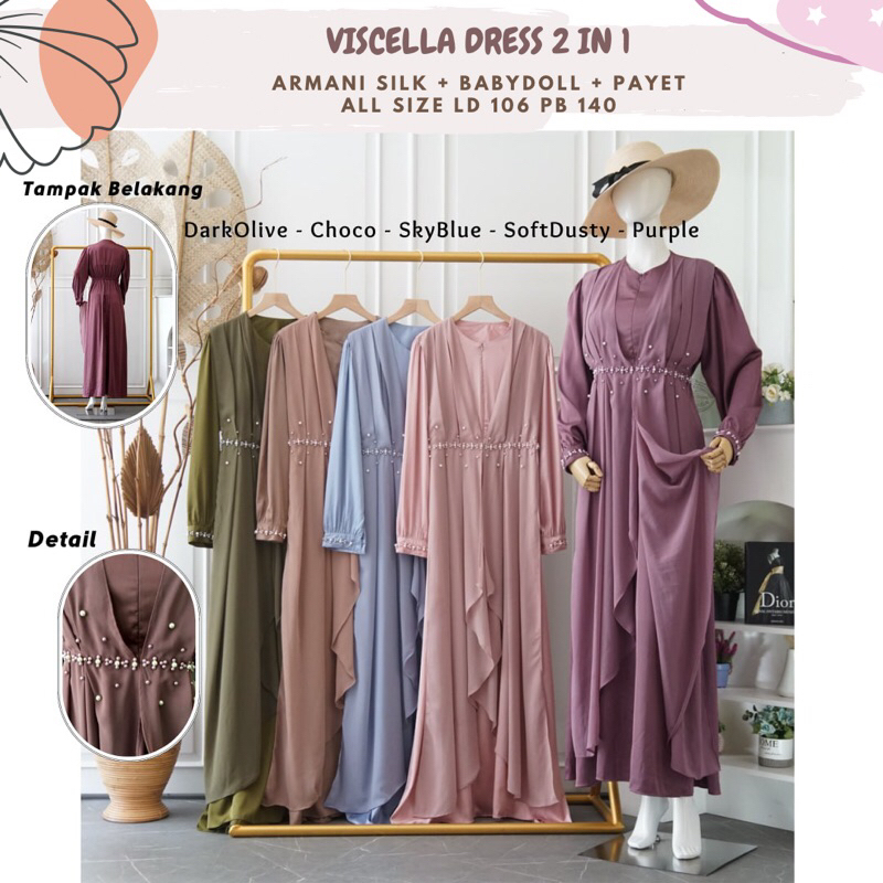 Viscella Dress Ld 106/Dress Sage Green/Dress Terbaru/Dress Pesta/Dress Maternity/Dress Bumil/Dress Lebaran