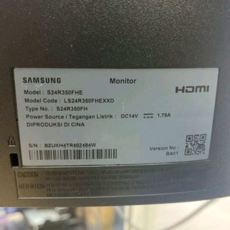 Monitor Samsung 24 Inch S24R350FHE, Frameless, HDMI, Mulus, Bergaransi