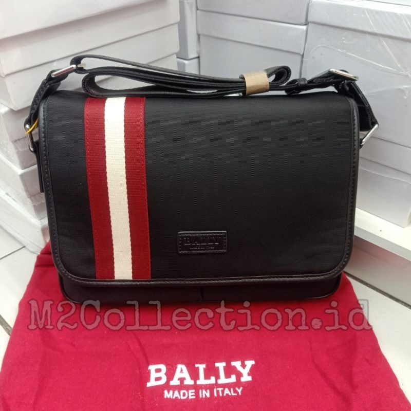 Tas Selempang Bally Logo List Merah Putih Messenger bag Mirror Quality