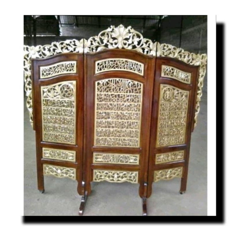 SKETSEL PENYEKAT RUANGAN UKIR KALIGRAFI JATI