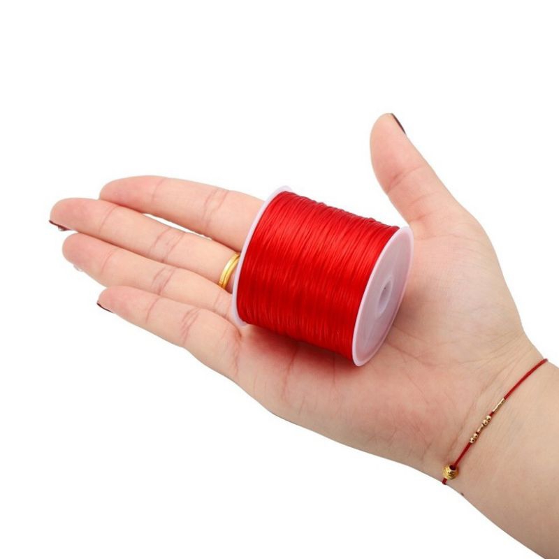 Tali Karet Super Elastis 60 Meter  Bahan Kerajinan Gelang Dan Kalung Tali Karet Super