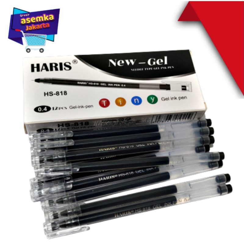 Bolpen Pulpen Haris HS-818 Big Gel 0,4mm 12pcs