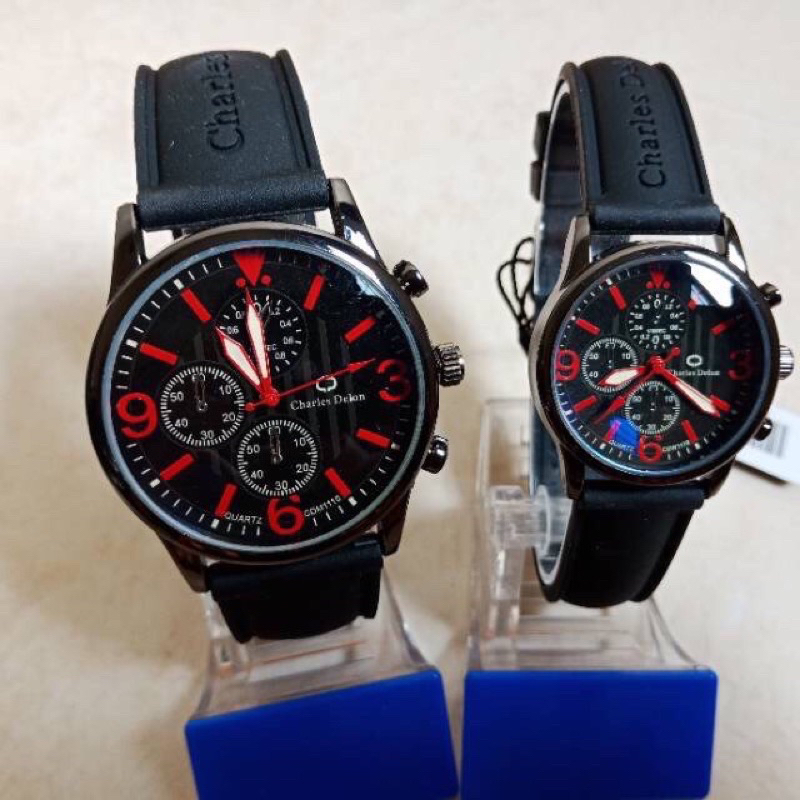 jam tangan couple charles delon original anti air sudah sepasang