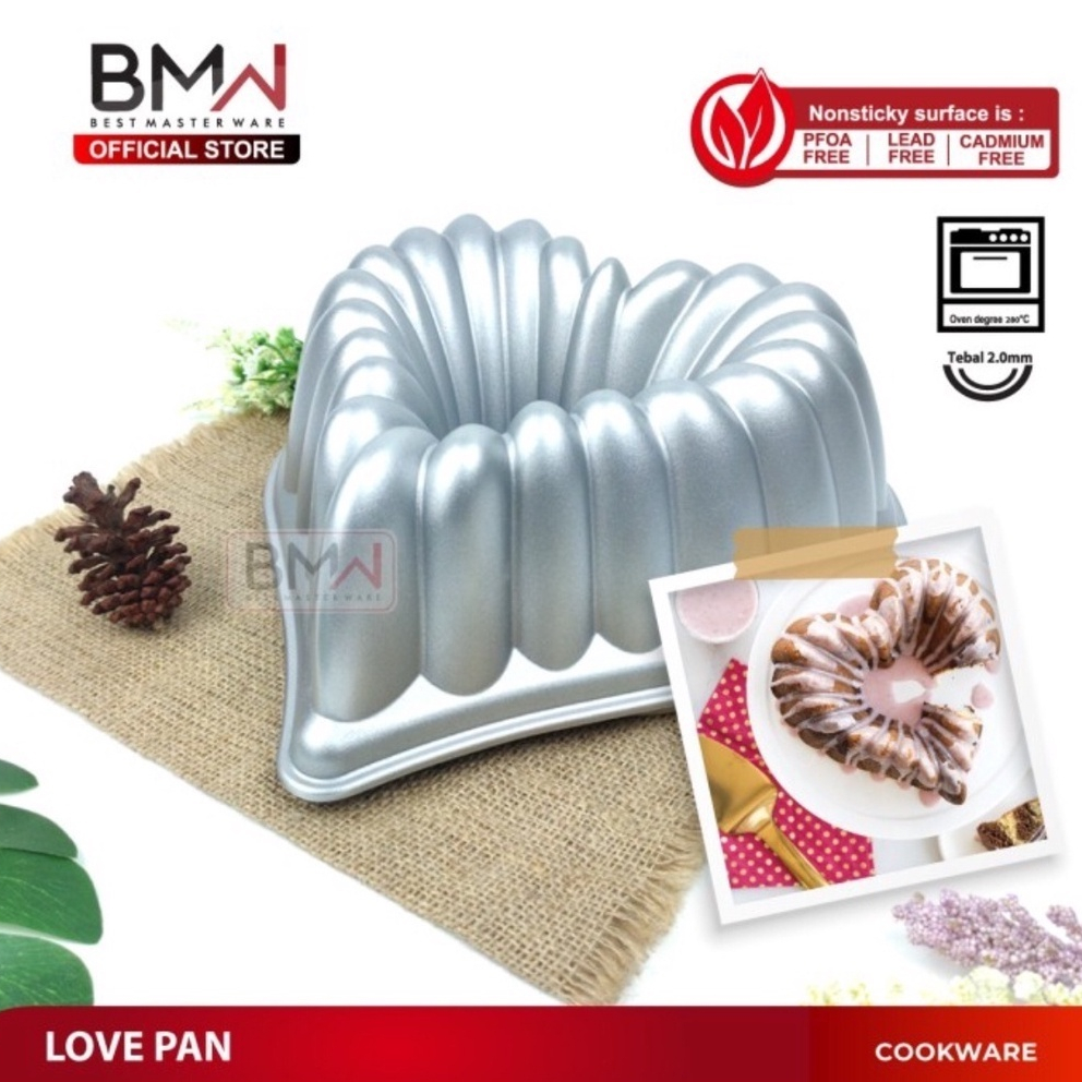 Cetakan Loyang Kue Bolu Aluminium Tebal Anti Lengket - Love Pan BMW