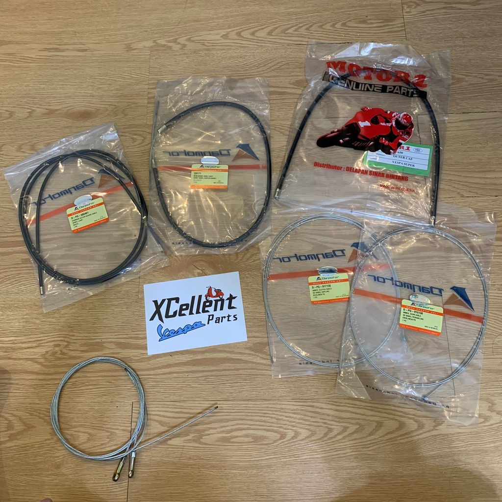 Kabel Gas Kopling Gigi, Kabel Luar Dalam Rem Belakang, Kabel Luar Vespa