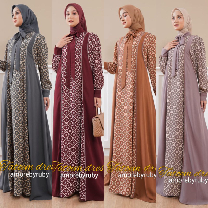 TATOEM DRESS AMORE BY RUBY GAMIS MOTIF TRIBAL BUSUI FRIENDLY NYAMAN ADEM KONDANGAN MEWAH TALI PINGGA
