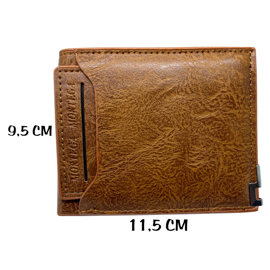 DOMPET MORTEGA LIPAT KULIT / DOMPET FASHION PRIA KULIT / DOMPET LEATHER M-6302