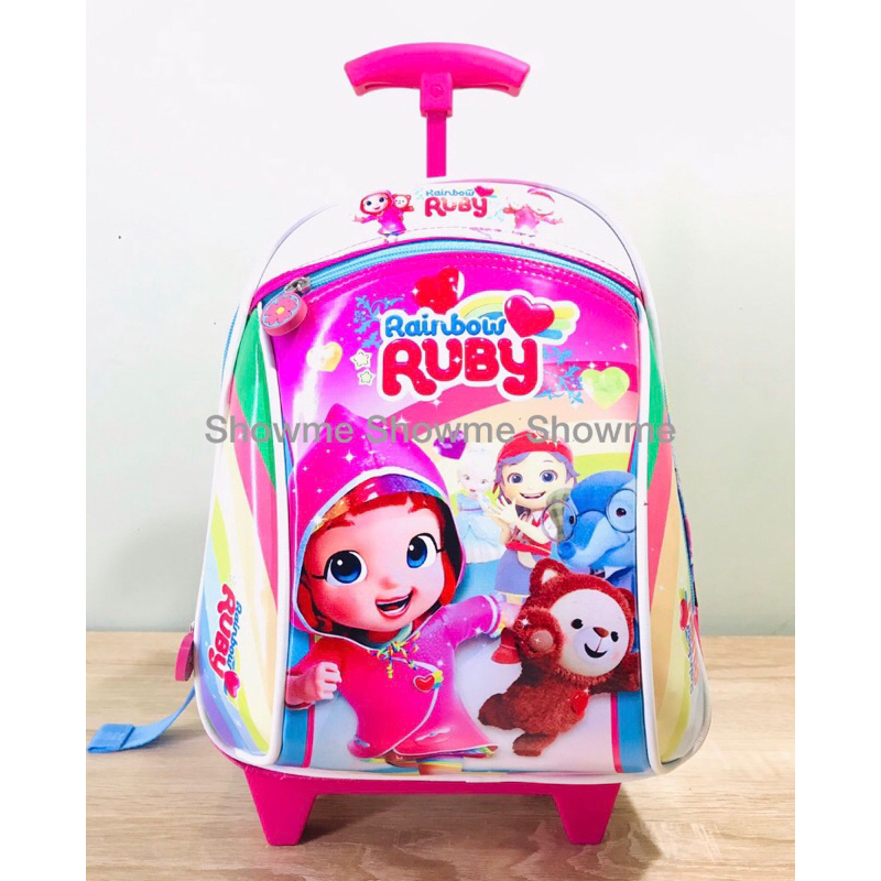 SHOWME TROLLEY - TROLI TAS RANSEL DORONG ANAK SEKOLAH PAUD KUALITAS PREMIUM - BATOK GAMBAR BUSA KAKU MINi PINK MAGIC