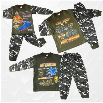Setelan Baju Anak Laki-laki Army Loreng Pendek dan panjang