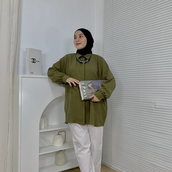 Lizzy Shirt Atasan Wanita Kekinian - Blouse Kemeja Wanita By Mahyra