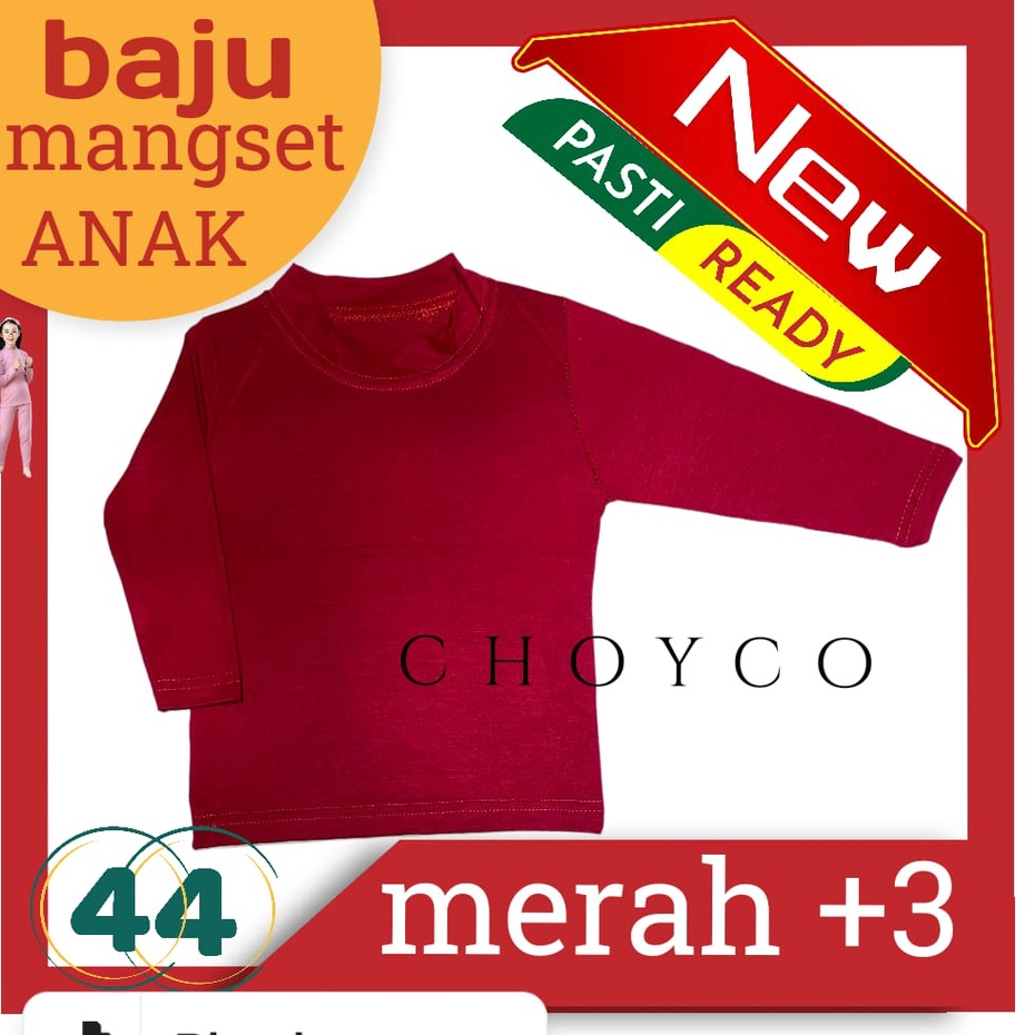 baju manset anak lengan panjang usia 0 - 12 th/Kaos manset anak merah