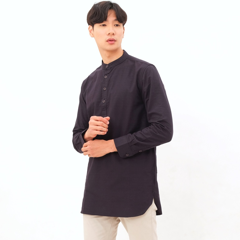 SANVANINA F-02A Long Kurta Sultan Black | Kemeja Kurta Sultan Lengan Panjang Hitam