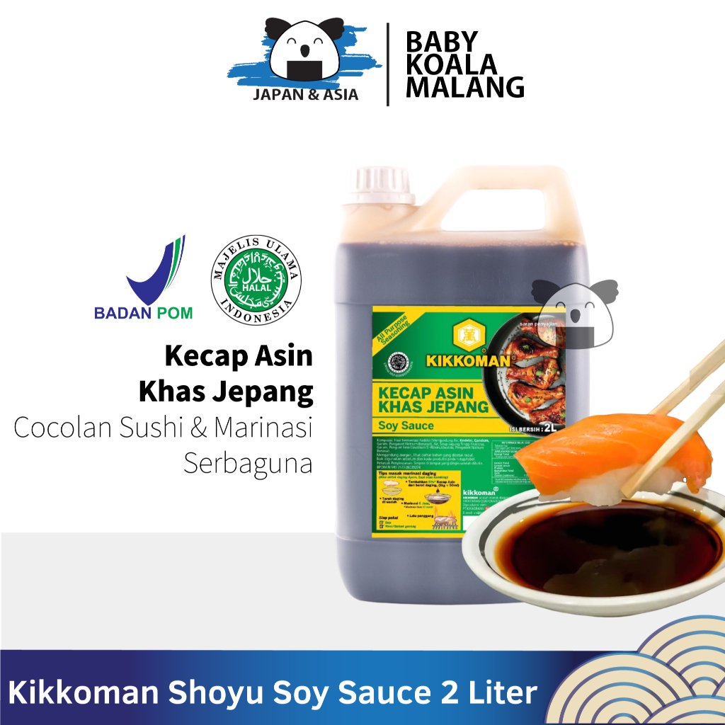 

KIKKOMAN Shoyu Kecap Asin Jepang 2 Liter Halal..