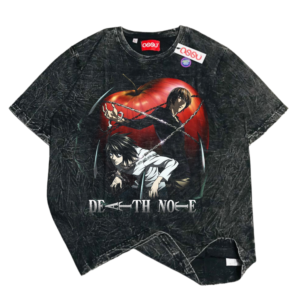 HAPI BASIC "DEATH NOTE" T-Shirt | Regular T-shirt | Stone Wash | Kaos ANIME Movie Kartun Komik | Kao