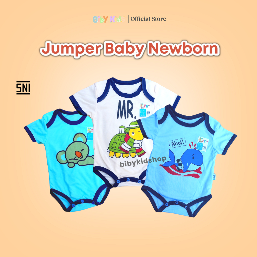 Jumper Segitiga Bayi Jumper Baby Newborn Cowok Cewek Import Karakter Lucu Bodysuit Baby Baru Lahir