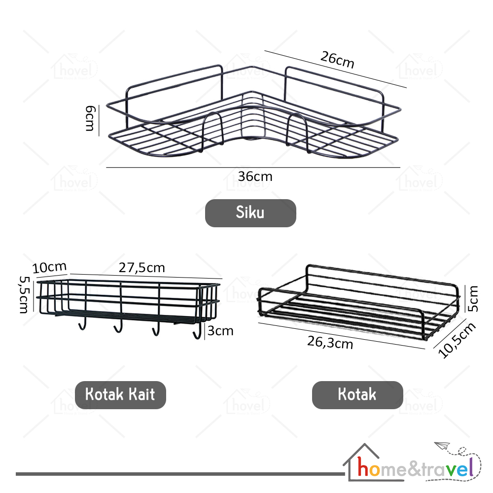 HOVELSHOP Rak Sudut Siku Kamar Mandi Tempel Dinding Triangular Organizer Rack