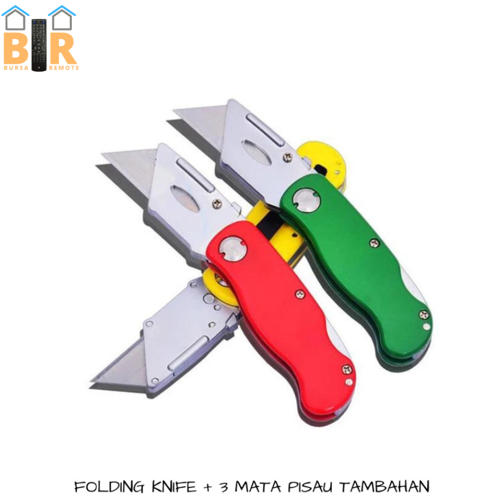 Pisau Cutter Lipat Folding Knife Foldable Cuter Refil Isi 5