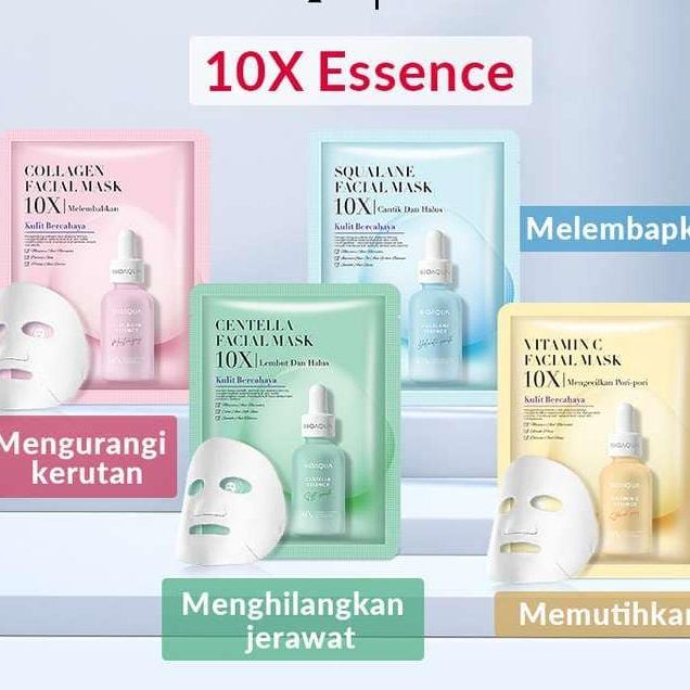 BIOAQUA 10X Essence Mask Moisturizing Skin  28ml - Sheet Mask Bpom - Masker Wajah Mencerahkan - Bioa