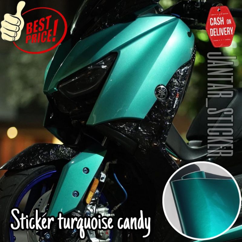Stiker motor hijau toska candy sticker scotlite candy turquoise sticker skotlet stiker skotlet motor