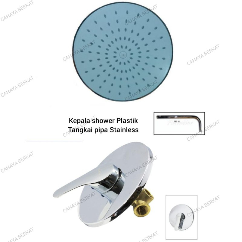 Paket Wall Shower Tanam Stainless + Stop Kran Tanam Panas Dingin PROMO