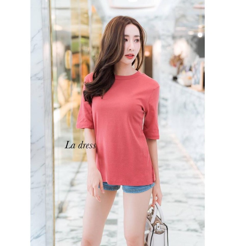 ATASAN LA DRESS MODEL LENGAN SESIKU BELAH SAMPING KAOS IMPORT BANGKOK (BJLD9835)