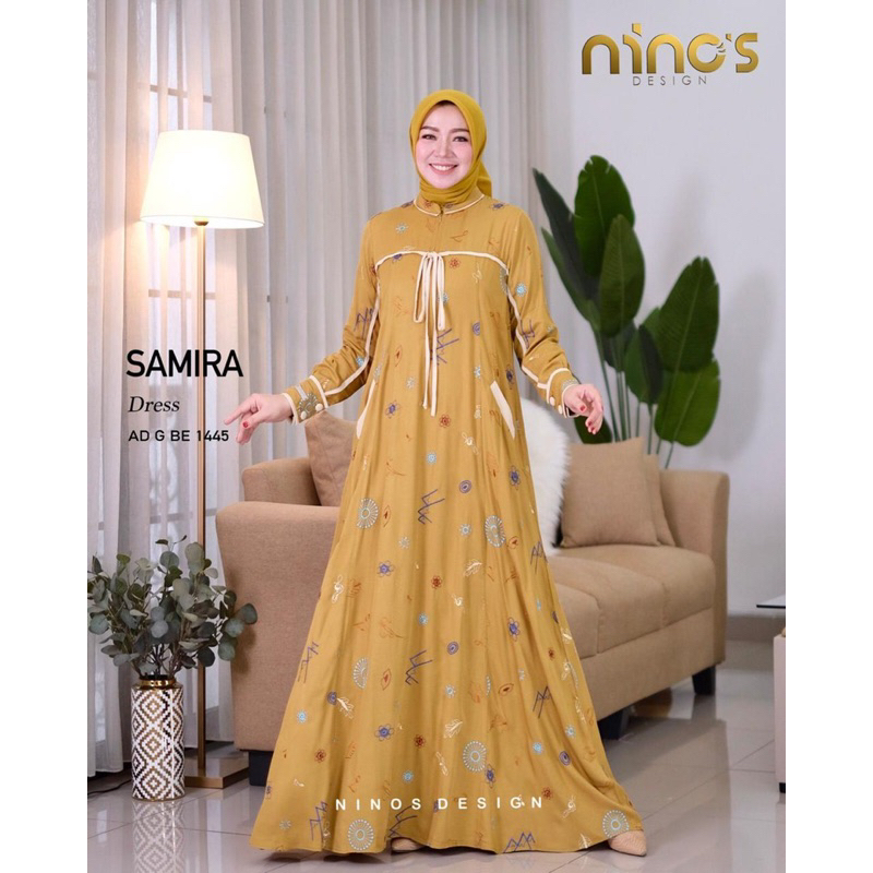 Gamis hijab fashion gamis original ninos design  ready size jumbo ld 120 SAMIRA DRESS 1445