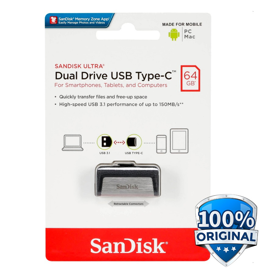 SanDisk 64Gb OTG Type-C Ultra Dual USB Drive 3.0