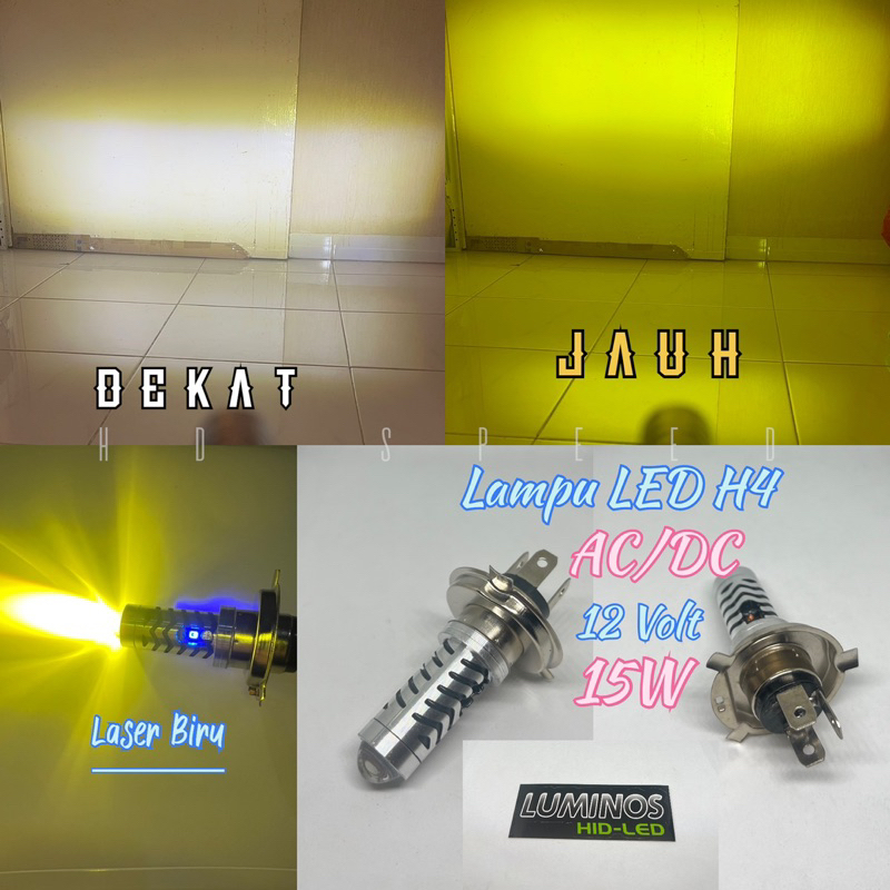 Lampu LED Utama H4 Laser LUMINOS LS2 AC/DC HI-LO 2Warna Super Terang