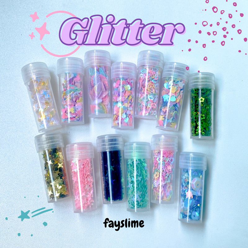 Glitter botol bentuk bintang love kerang warna warni untuk glitter slime