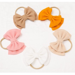 PREMIUM BABY TODDLER BIG BOW RIBBON CUTE SOFT NON-TRACE HEADBAND HAIRBAND BENDO BANDO BANDANA PITA BESAR ANAK BALITA BAYI COTTON NYLON LINEN LACE EMBROIDERY AKSESORIS KARET RAMBUT WARNA SOLID POLOS PASTEL LEMBUT