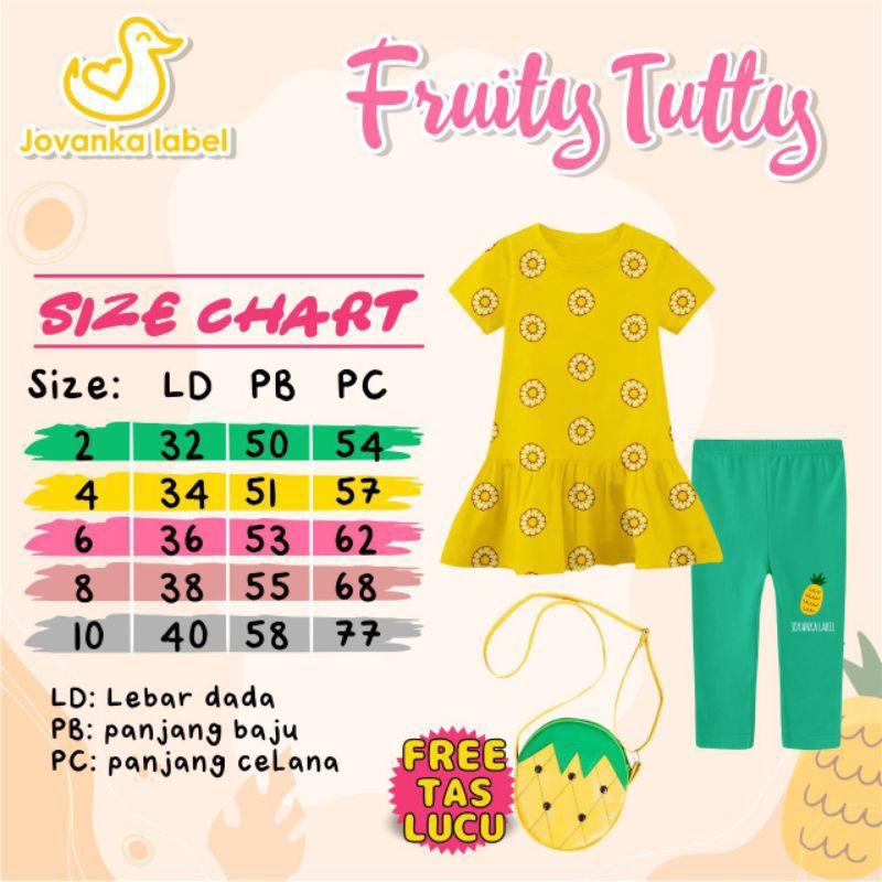 SETELAN ANAK TUTTY FRUTY BY JOVANKA LABEL TANPA TAS